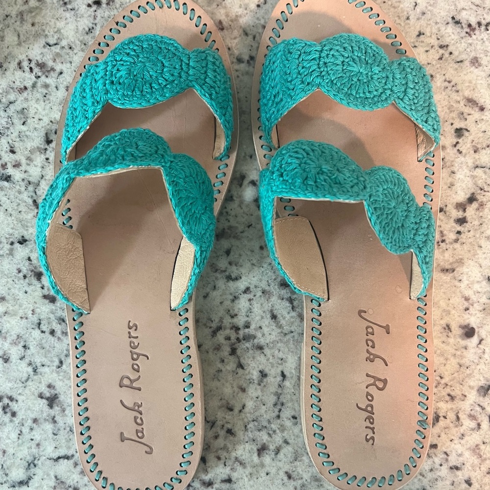 Jack Rogers Blue Crochet Sandals